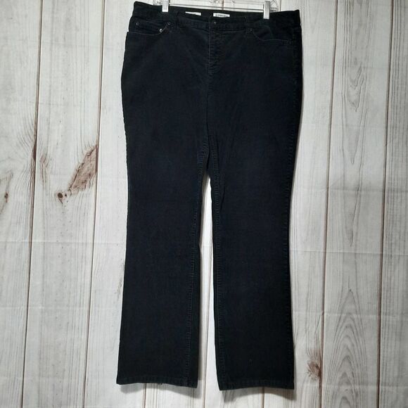 St John's Bay Pants Ladies‎ 16 Black Corduroy - Picture 1 of 12